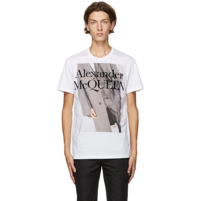 Alexander Mcqueen White Atelier Print T-shirt In White,black,grey