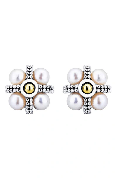 Lagos Luna Cultured Pearl Stud Earrings In Silver