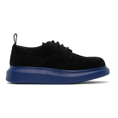 Alexander Mcqueen Ssense Exclusive Black And Blue Hybrid Oversized Brogues In Black / Blu