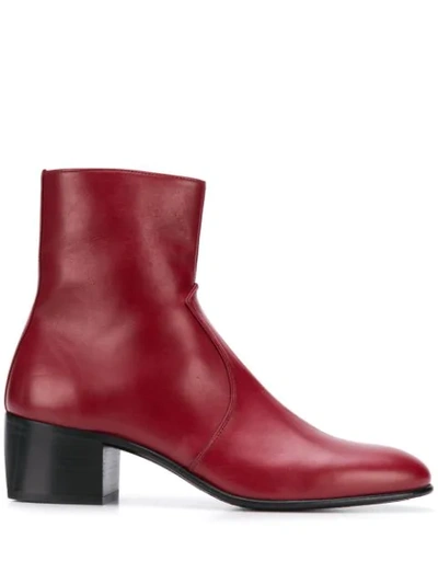 Saint Laurent James 60 Leather Boots In Red