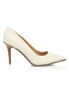 Coach Waverly Bead-trim Leather Pumps In Chalk