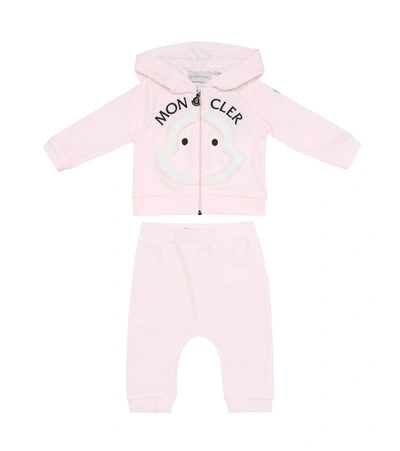 Moncler Enfant Kids' Baby Cotton Fleece Tracksuit In Pink