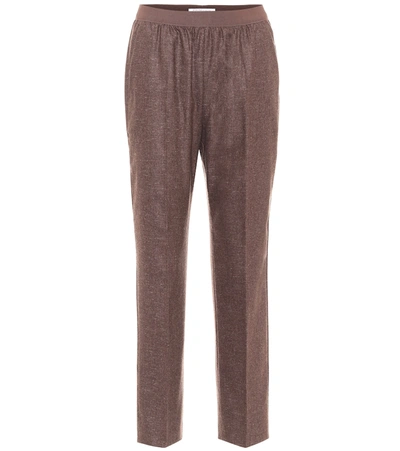 Agnona Kids' Mohair And Wool-blend Straight Pants In Brown
