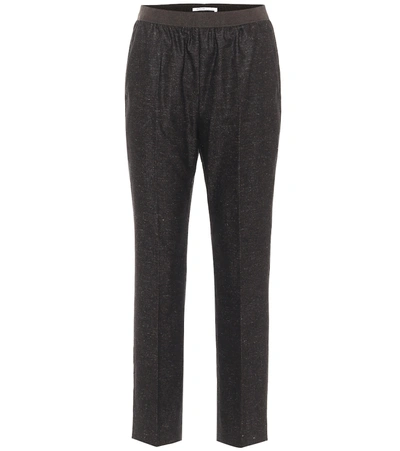 Agnona Kids' Mohair And Wool-blend Straight Pants In Black