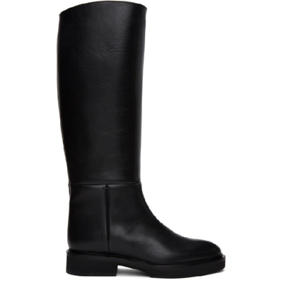 Khaite Derby Leather Knee Boots In Black