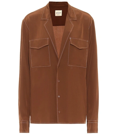 Tod's Silk Satin Shirt In Brown