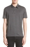 John Varvatos Collection Silk & Cotton Slim Fit Polo Shirt In Charcoal Heather Grey