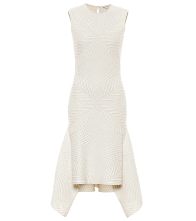 Alexander Mcqueen Diamond Knit Ruffle Hem Wool Blend Sweater Dress In Ivory