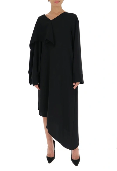 Mm6 Maison Margiela Asymmetric Maxi Dress In Black