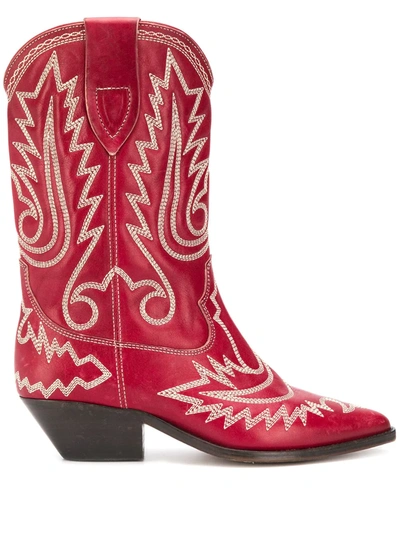 Isabel Marant Duerto Leather Boots In Red