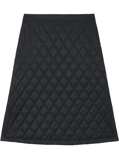 Burberry Diamond Quilted A-line Skirt In Black