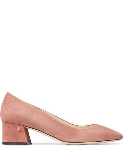 Jimmy Choo Dianne 45 Logo-embellished Patent Leather Courts In Pink