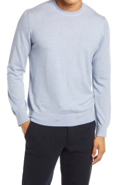Vince Regular Fit Crewneck Pinstripe Wool & Cashmere Sweater In Light Bridgewater/ H White