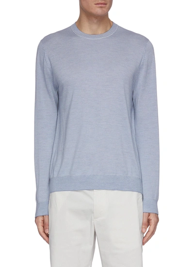 Vince Featherweight Striped Wool & Cashmere Sweater In Blue