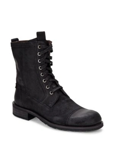 John Varvatos Round Toe Lace-up Leather Boots In Black