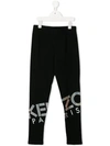 Kenzo Kids' Holographic Logo Leggings In Black