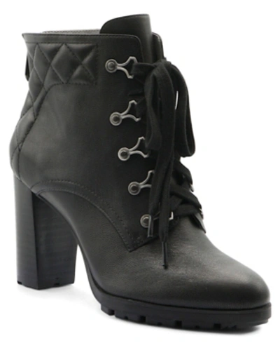 Adrienne Vittadini Trailer Lace Up Booties Women's Shoes In Black