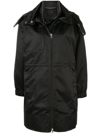 Escada Zipped Parka Coat In Black