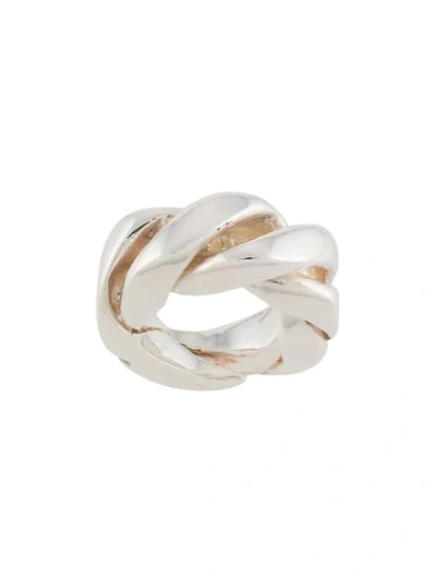 Pre-owned Chanel 2000s Twisted Ring In Silver