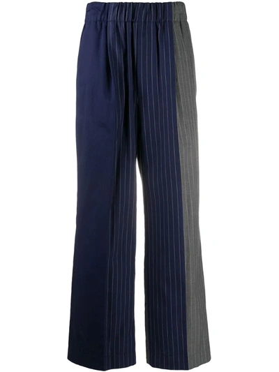 Jejia Flared Pinstriped Trousers In Blue