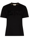 Fendi Women's Velvet Logo T-shirt In Black