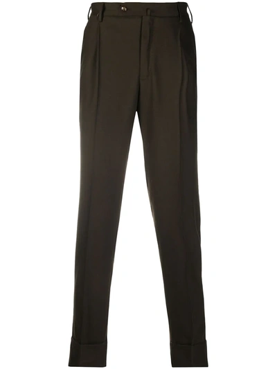Pt01 Tapered Wool Blend Trousers In Brown
