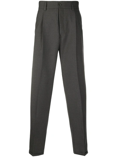 Pt01 Cropped Virgin Wool Trousers In Grey