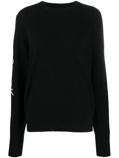Versace Logo Sleeve Wool Jumper In Black