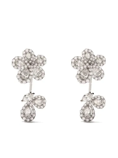 David Morris 18kt White Gold Le Jardin Small Diamond Earrings