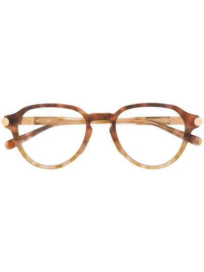 Brioni Tortoiseshell Round-frame Glasses In Brown