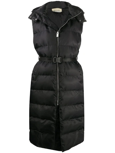 Alyx Buckle-waist Longline Quilted Gilet In Black
