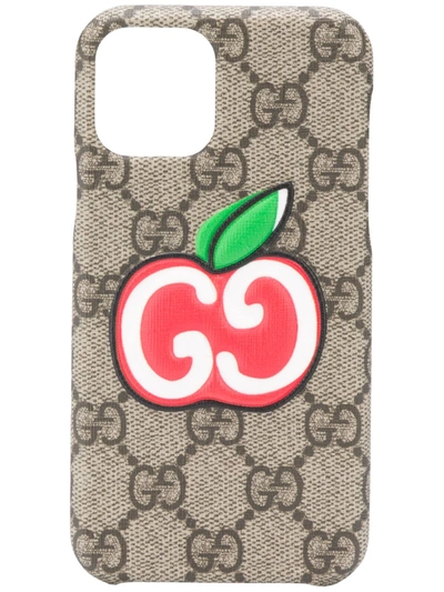 Gucci Iphone 11 Pro Max Gg Supreme-print Case In Brown