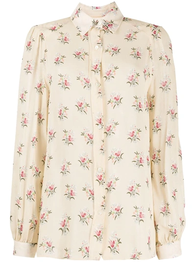 Semicouture Floral-print Shirt In Neutrals