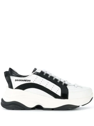 Dsquared2 Chunky Lace Up Leather Trainers In White