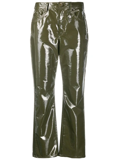 Vivetta Coated Cropped Trousers In Green