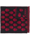 Alexander Mcqueen Skull Print Wool Scarf In Black