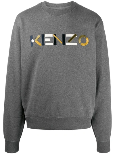 Kenzo Embroidered-logo Sweatshirt In Grey
