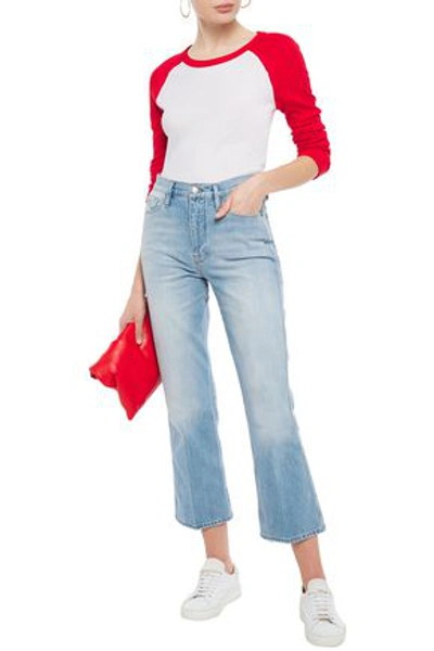 Frame Le Sylvie Distressed High-rise Kick-flare Jeans In Light Denim