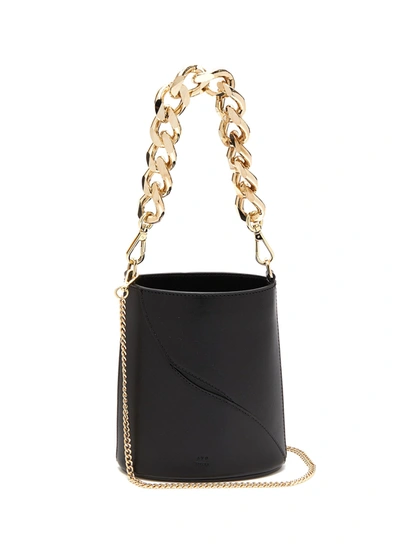 Atp Atelier 'faeto' Chunky Chain Handle Leather Bucket Bag In Black