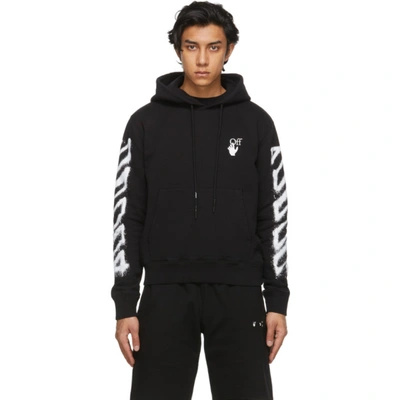 Off-white Spray Marker Diagonal Logo Print Hoodie In Black