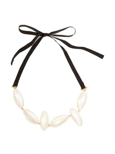 Jw Anderson Oval Resin Pearl Necklace In White