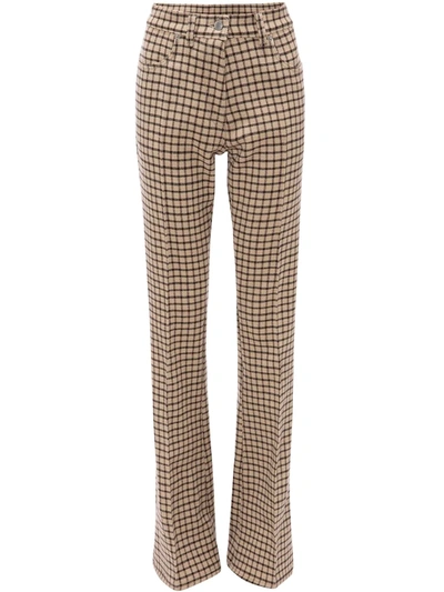 Jw Anderson Checked High-rise Flared Pants In Beige