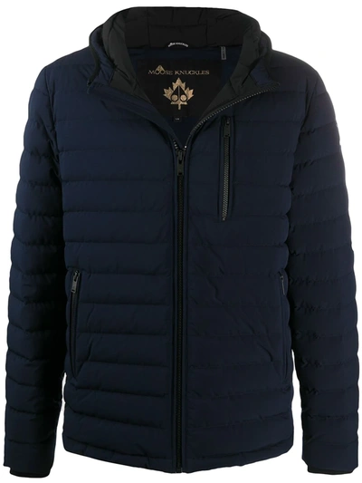 Moose Knuckles Quilted Zip-up Jacket In Blue