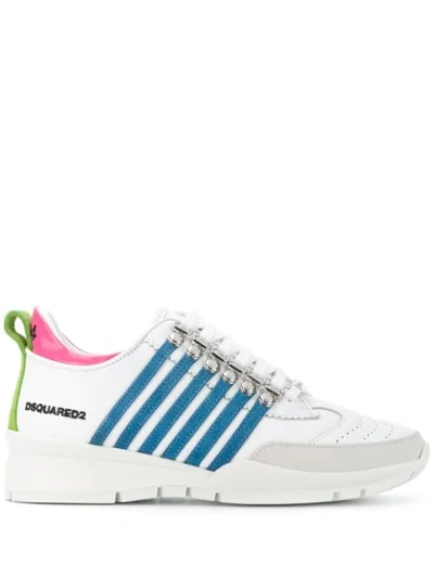 Dsquared2 Lace Up Trainers With Colourful Stripe Detail In White