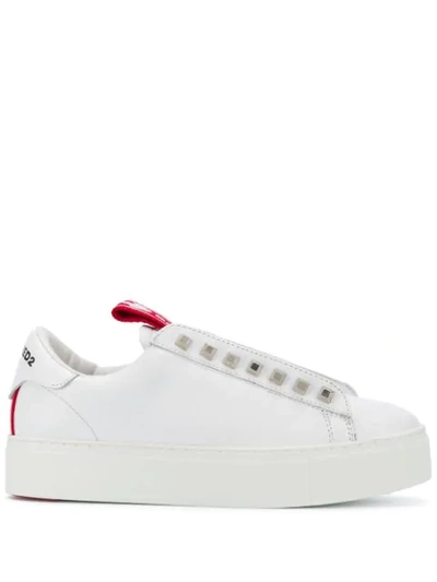 Dsquared2 Slip-on Trainers With Stud Detailing In White
