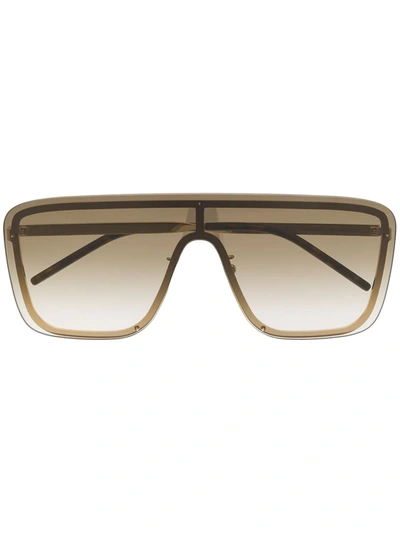 Saint Laurent New Wave Sl1 Mask Sunglasses In Gold
