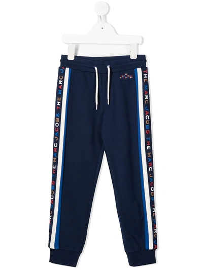 Little Marc Jacobs Kids' Logo Viscose Blend Track Trousers In Blue