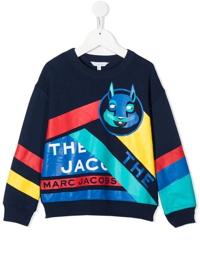 Marc Jacobs Kids' Mascot Print Cotton Sweatshirt In Blue