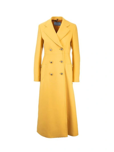 Prada Women's P630ns2021xa5f0388 Yellow Cashmere Coat