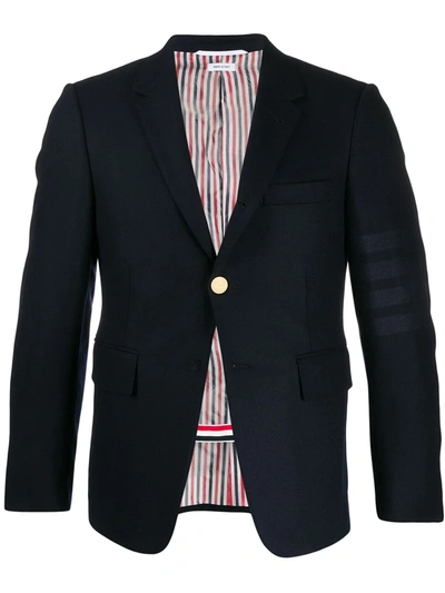 Thom Browne Tonal 4-bar Flannel Blazer In Blue